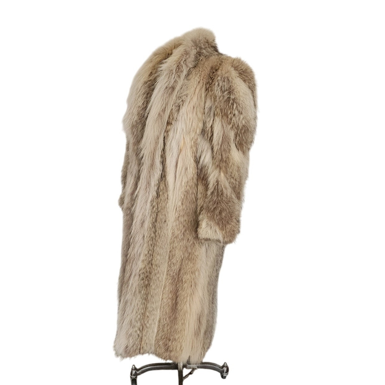 Vintage 1980s Silver Fur White Gray Fox Coyote Coat Rosenthal Chicago