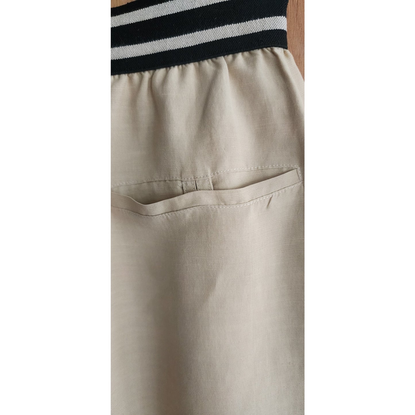 Vintage 80s Claude Montana Shorts Beige Black Linen Blend