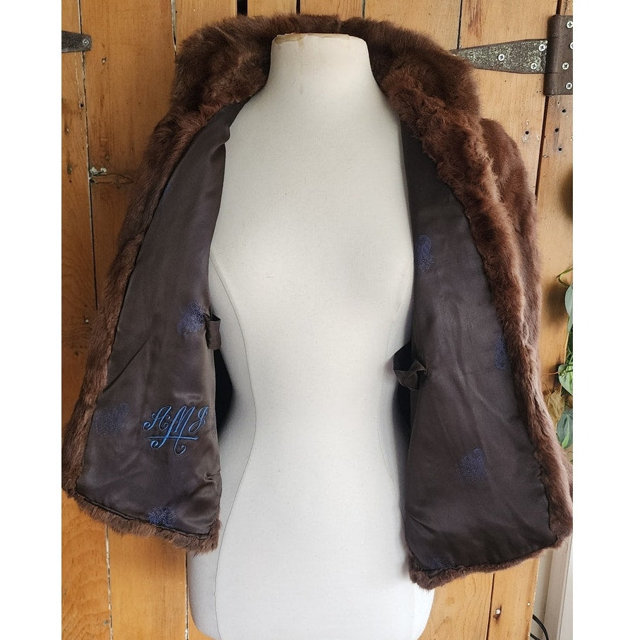 Vintage 40s Brown Fur Jacket Wrap Capelet Michelle Chicago