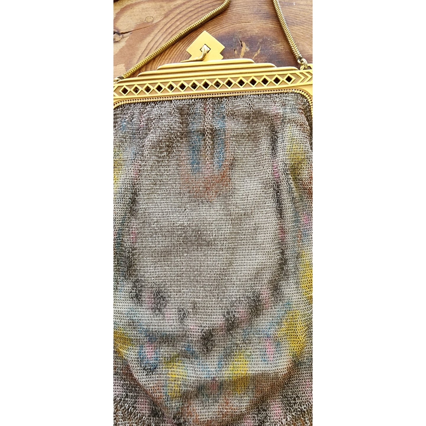 Vintage 1920s Whiting & Davis Evening Bag Painted Mesh Steel Art Deco