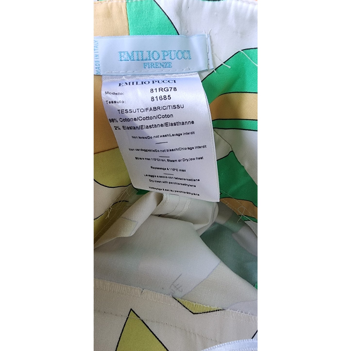 Vintage Y2K Pucci Strapless Cotton Print Dress Yellow Green Floral NWOT