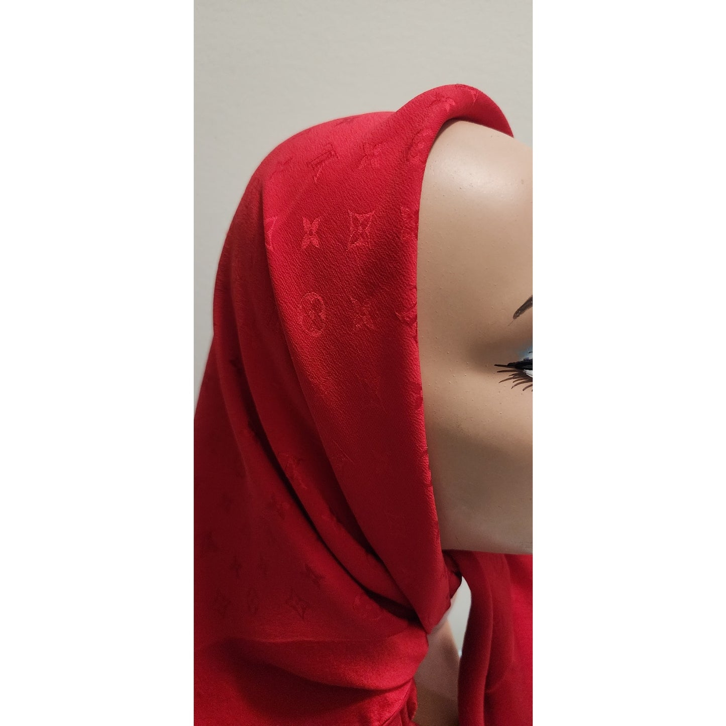 Vintage Louis Vuitton Scarf Red Silk Square w/Monogram Print