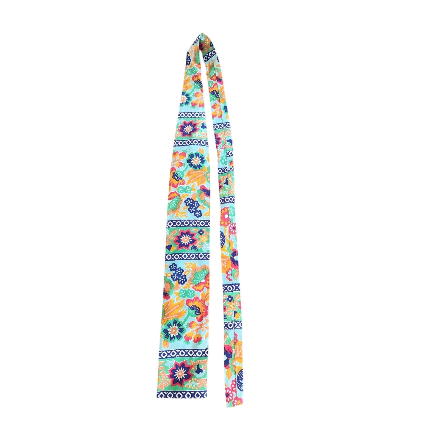 Vintage 60s Mens Necktie Colorful Floral Print Square Bottom Rooster