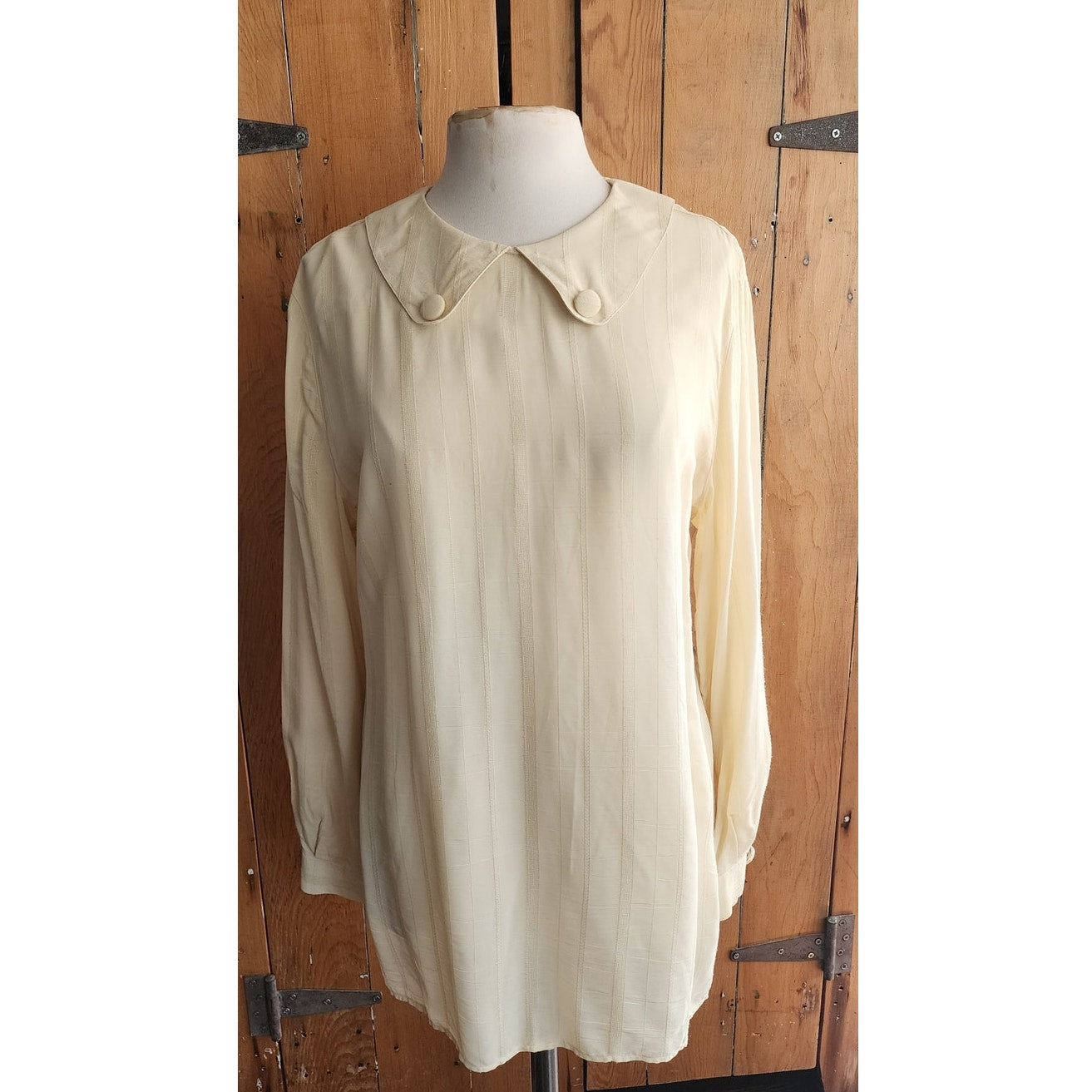 Vintage 80s Armani Blouse Cream Silk Tunic
