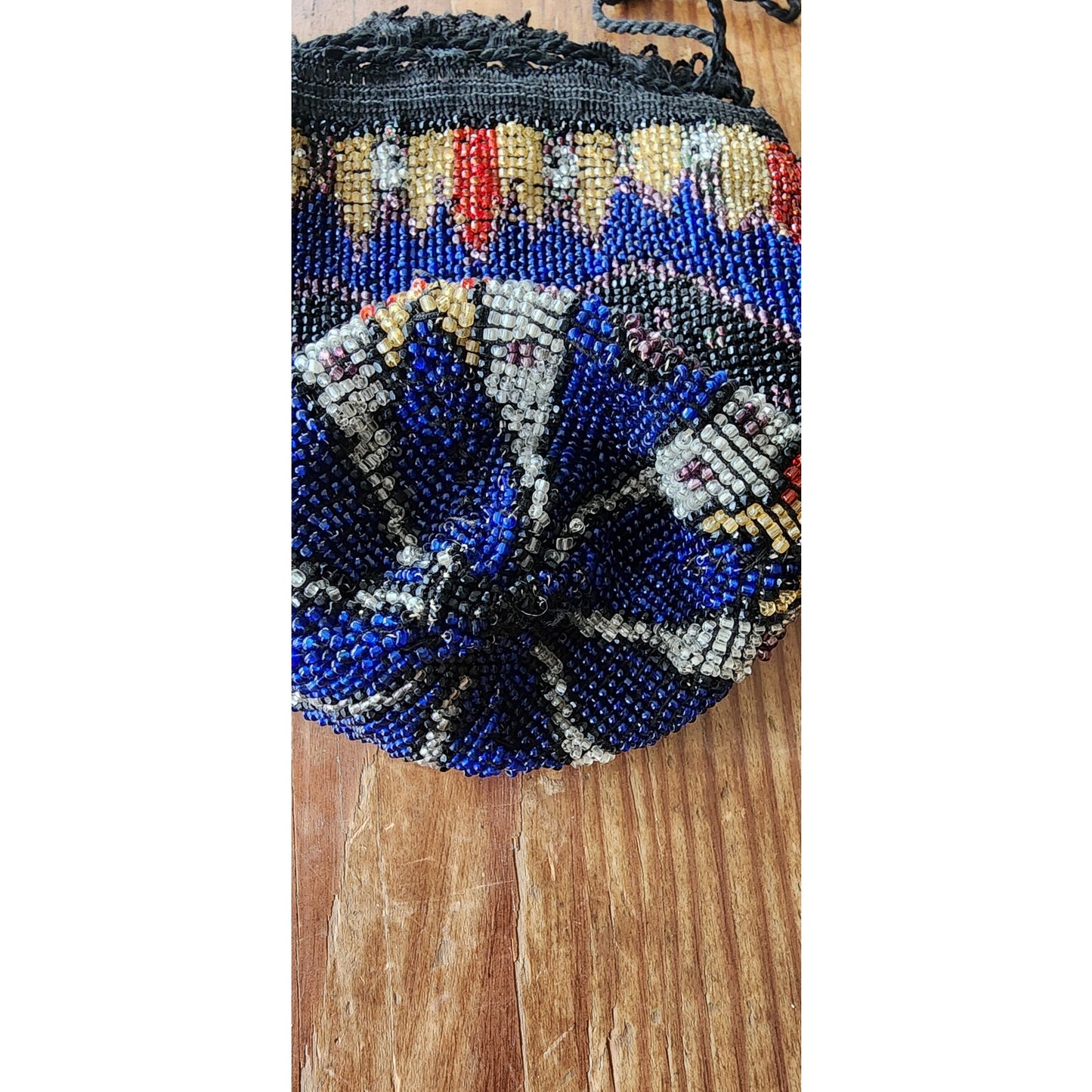 Antique Beaded Bag Vintage Art Deco Purse Drawstring 1920s Reticule