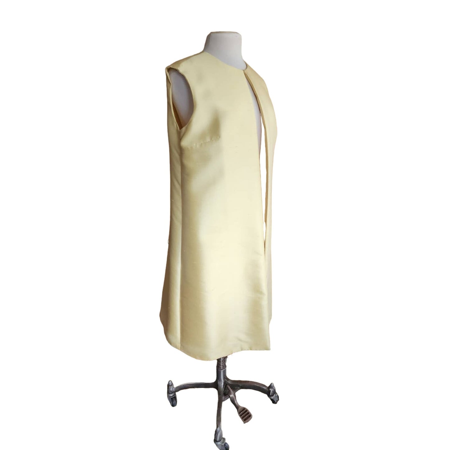 Vintage 60s Long Vest Yellow Silk Duster