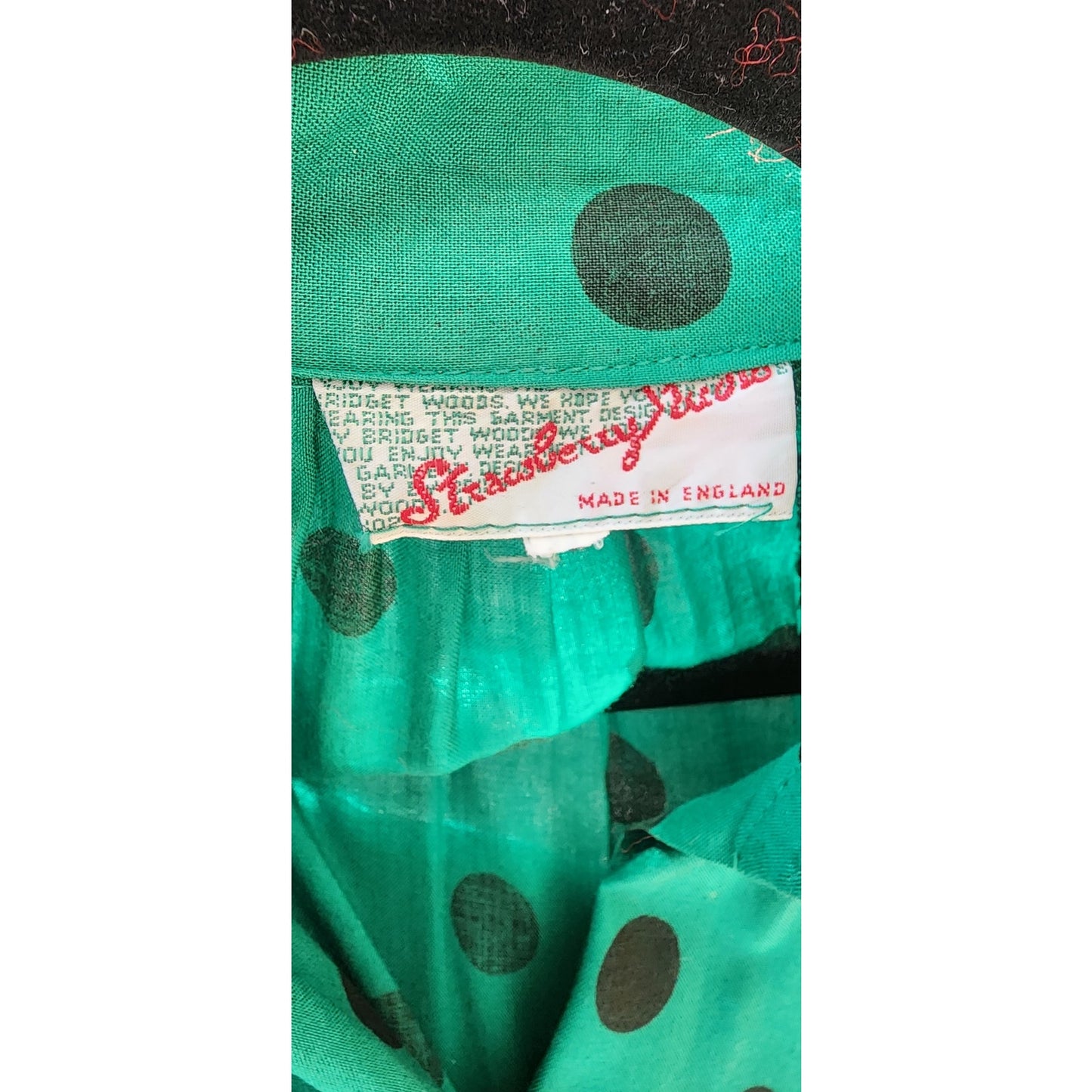 Vintage 80s Does 40s Green Polkadot Print Dress Peplum Pockets / Strawberry Studio / S