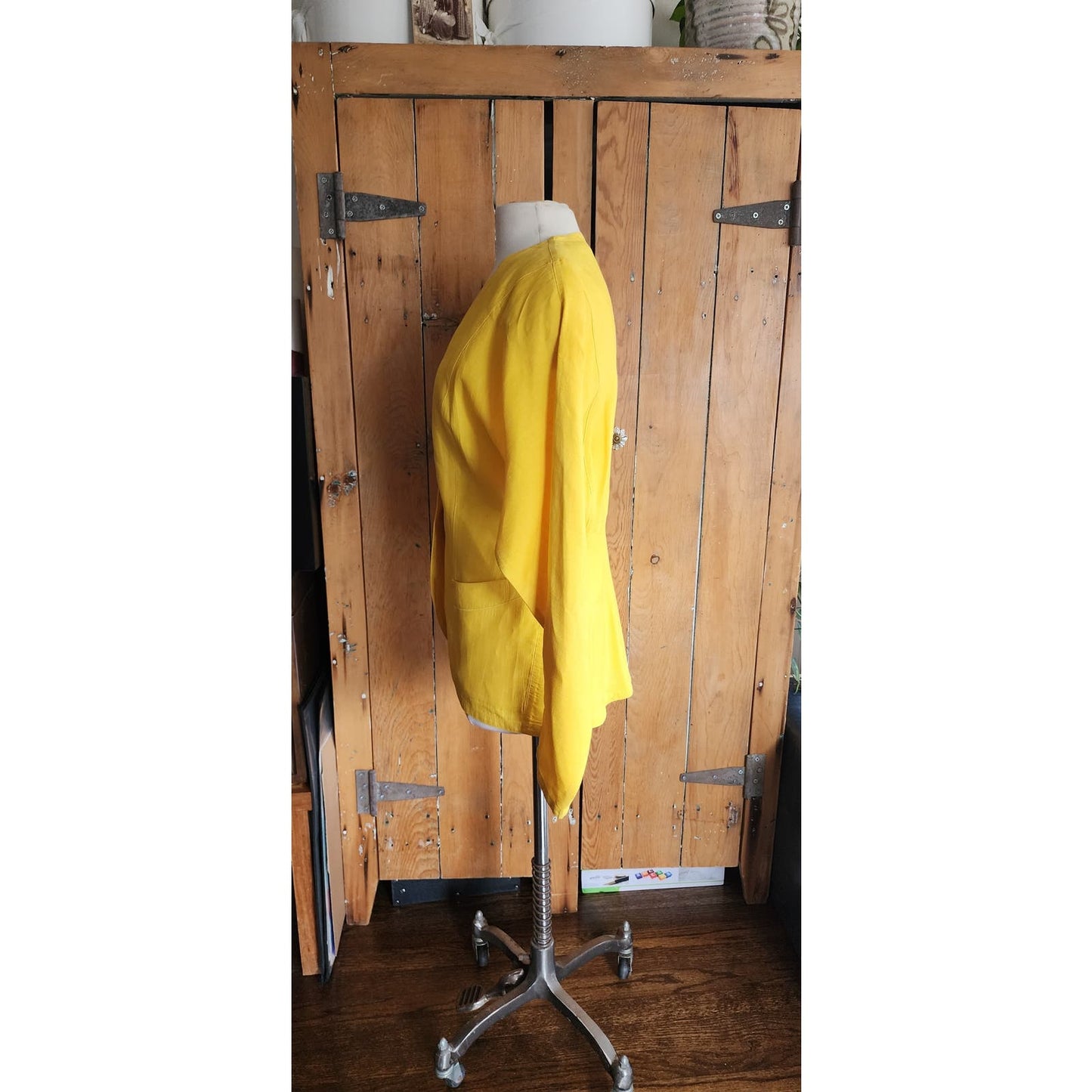 Vintage 80s Versace Blazer Yellow Linen