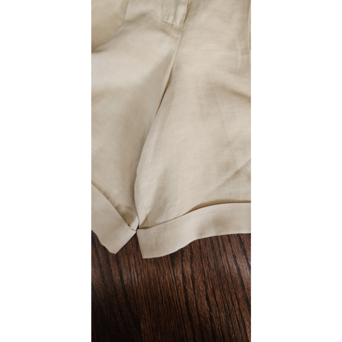 Vintage 80s Claude Montana Shorts Beige Black Linen Blend