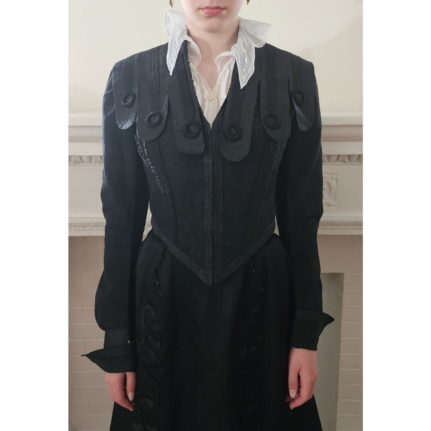 Antique Ladies Jacket Black Silk Edwardian 1900s 1910s
