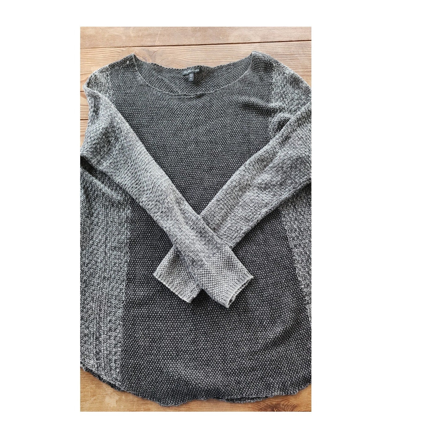 Eileen Fisher Sweater Tunic Gray Mesh Linen Top