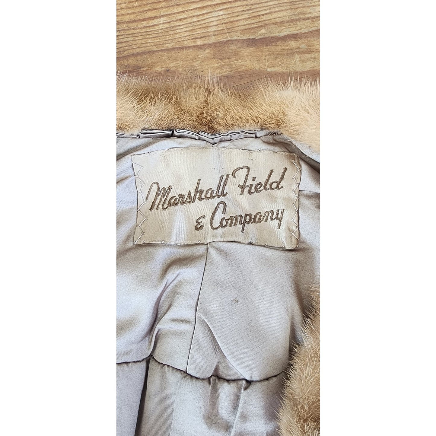 Vintage 50s Brown Mink Fur Wrap Marshall Field & Co