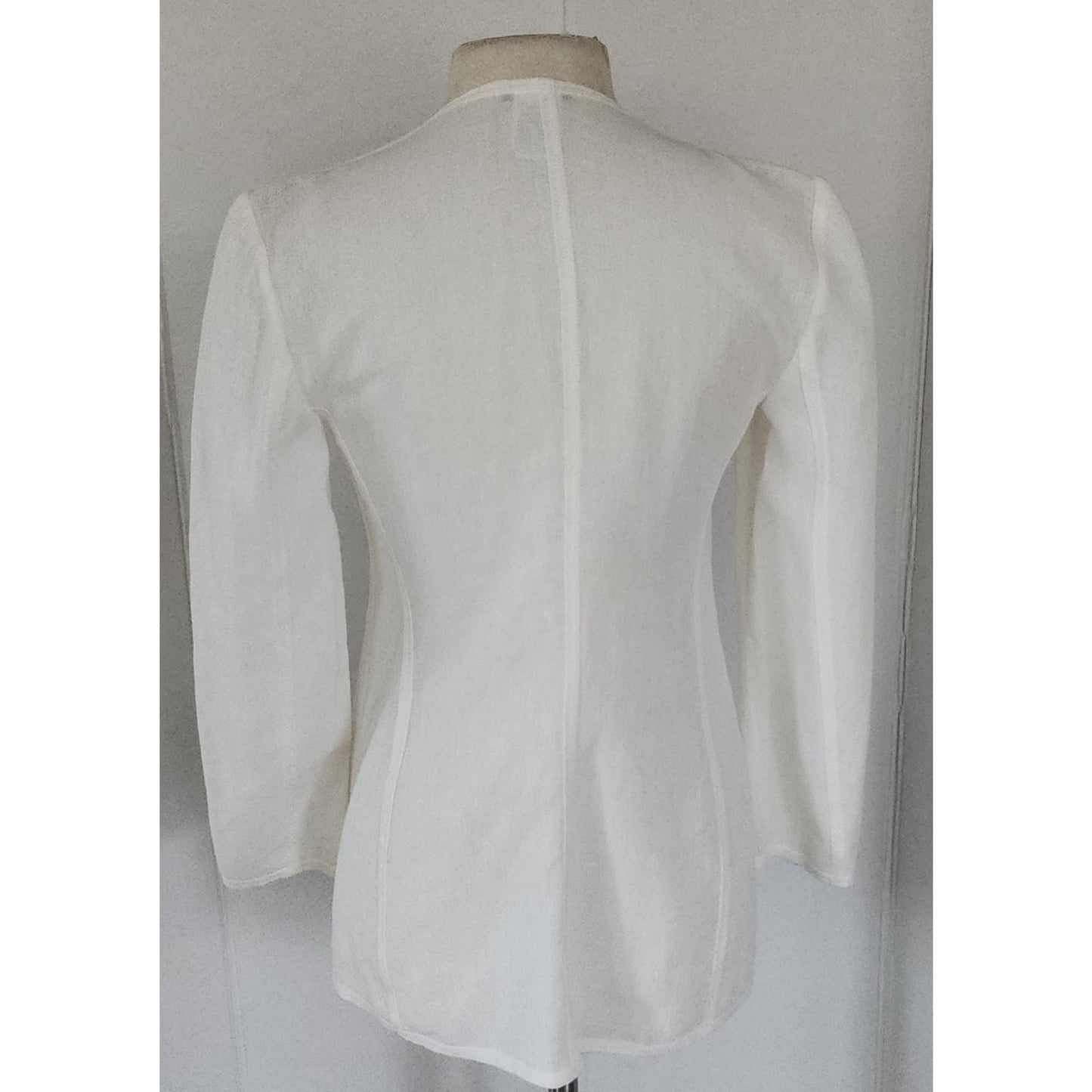 Vintage 1990s GIORGIO ARMANI BLACK LABEL Jacket White Linen Blazer / Medium