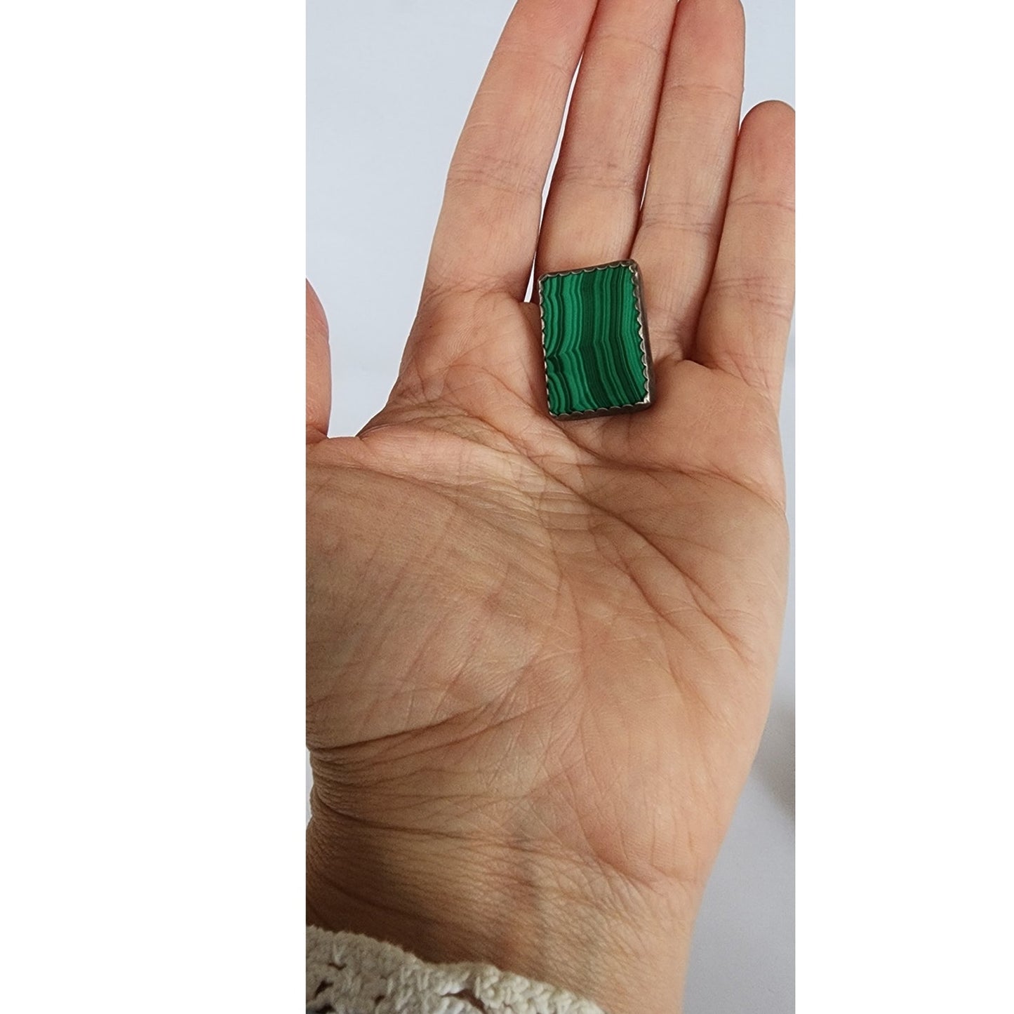 Vintage 90s Malachite Earrings Clips Sterling Silver Stamped CB