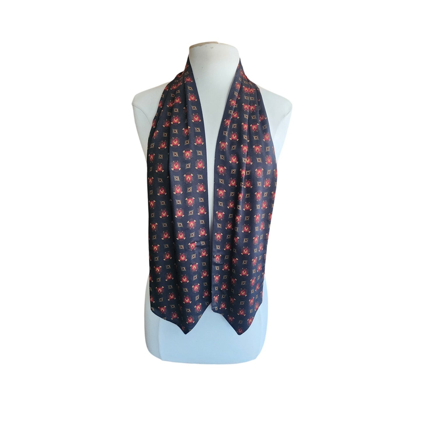 Vintage 90s DKNY Ascot Scarf Equestrian Horse Print