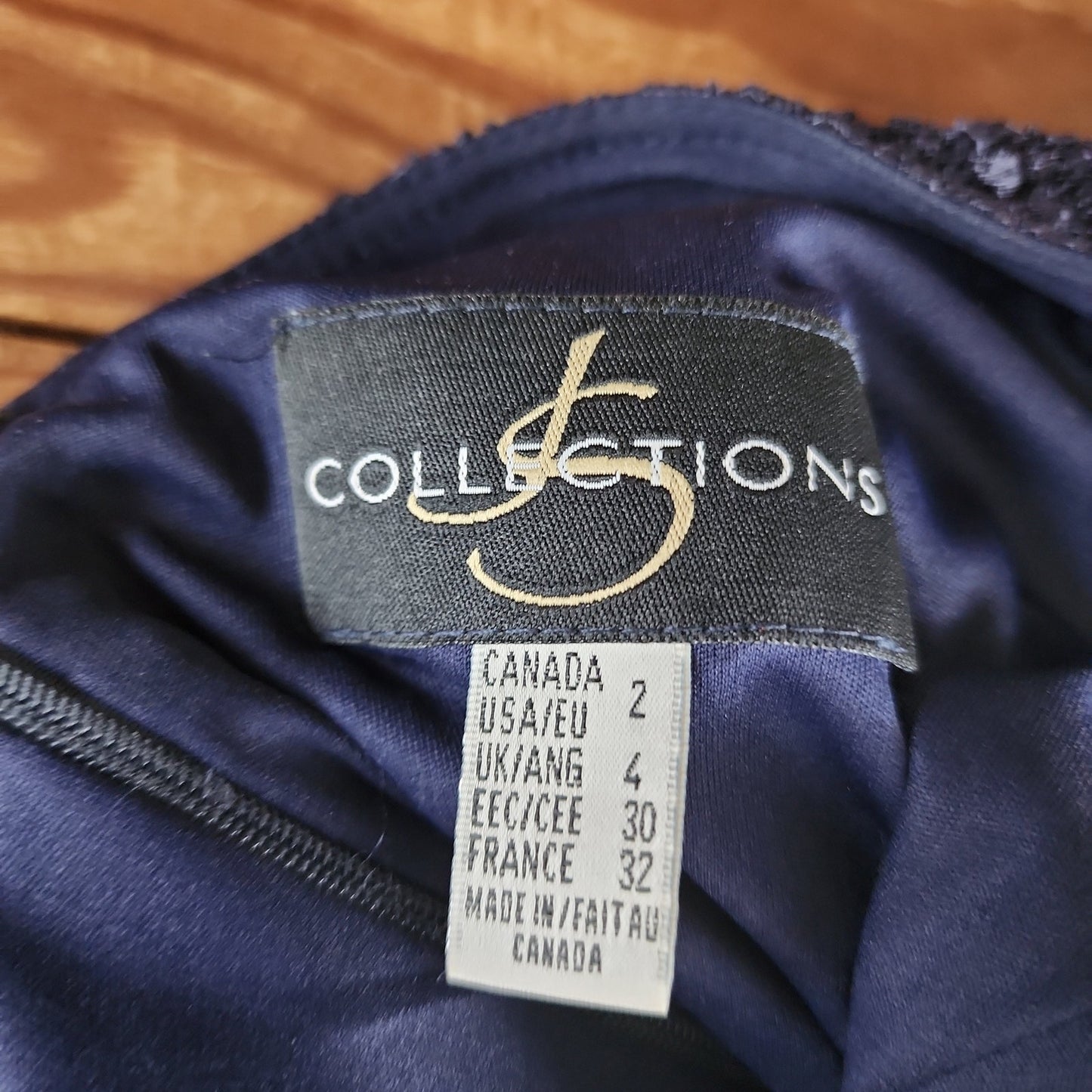 Vintage Navy Blue Evening Dress w/Organza Skirt JS Collections