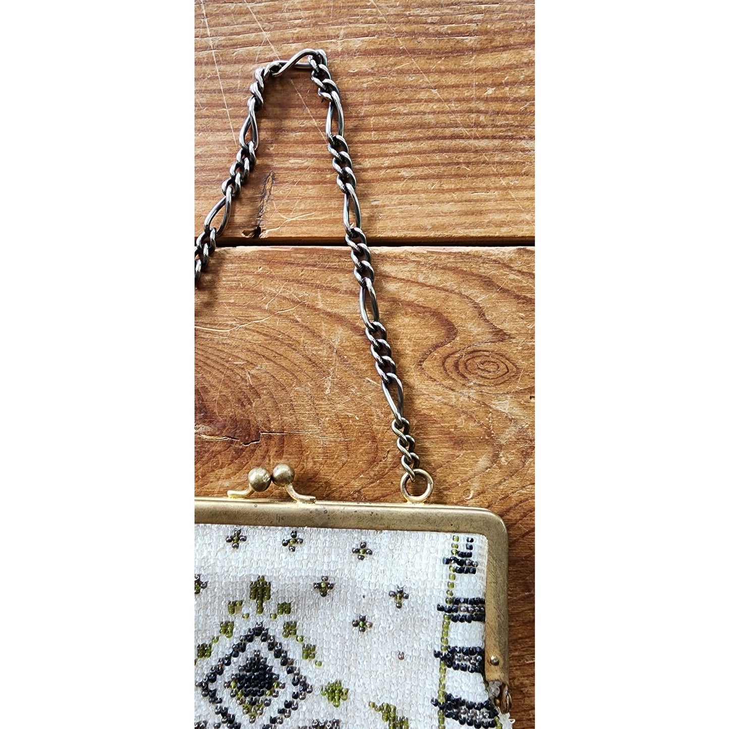 Vintage Beaded Bag Art Deco Style Glass Bead Purse Fringed