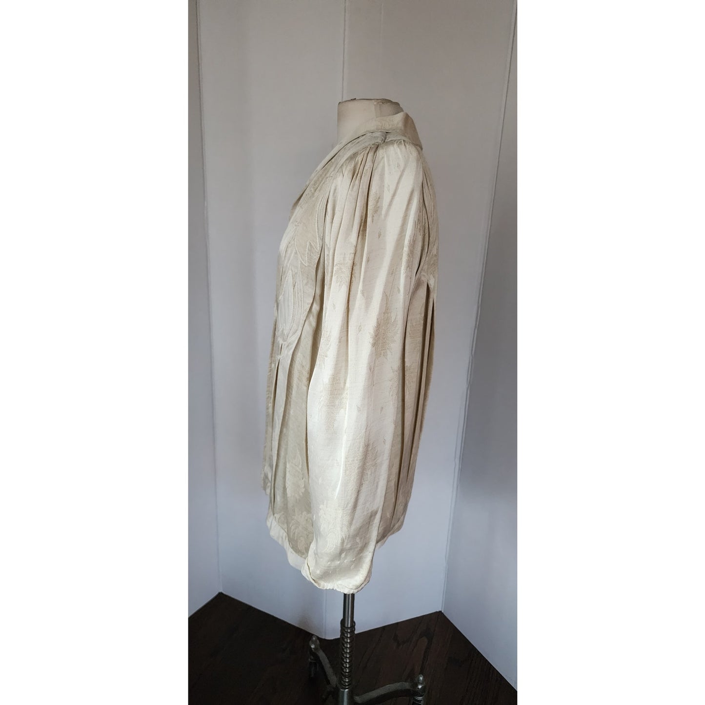 Vintage 80s Cream Blazer Oversized Artisinal Jacket w/Applique by Marilu / L