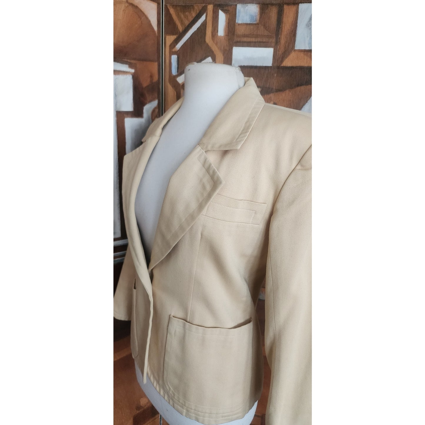 Vintage 80s YVES SAINT LAURENT Beige Blazer Single Button Jacket