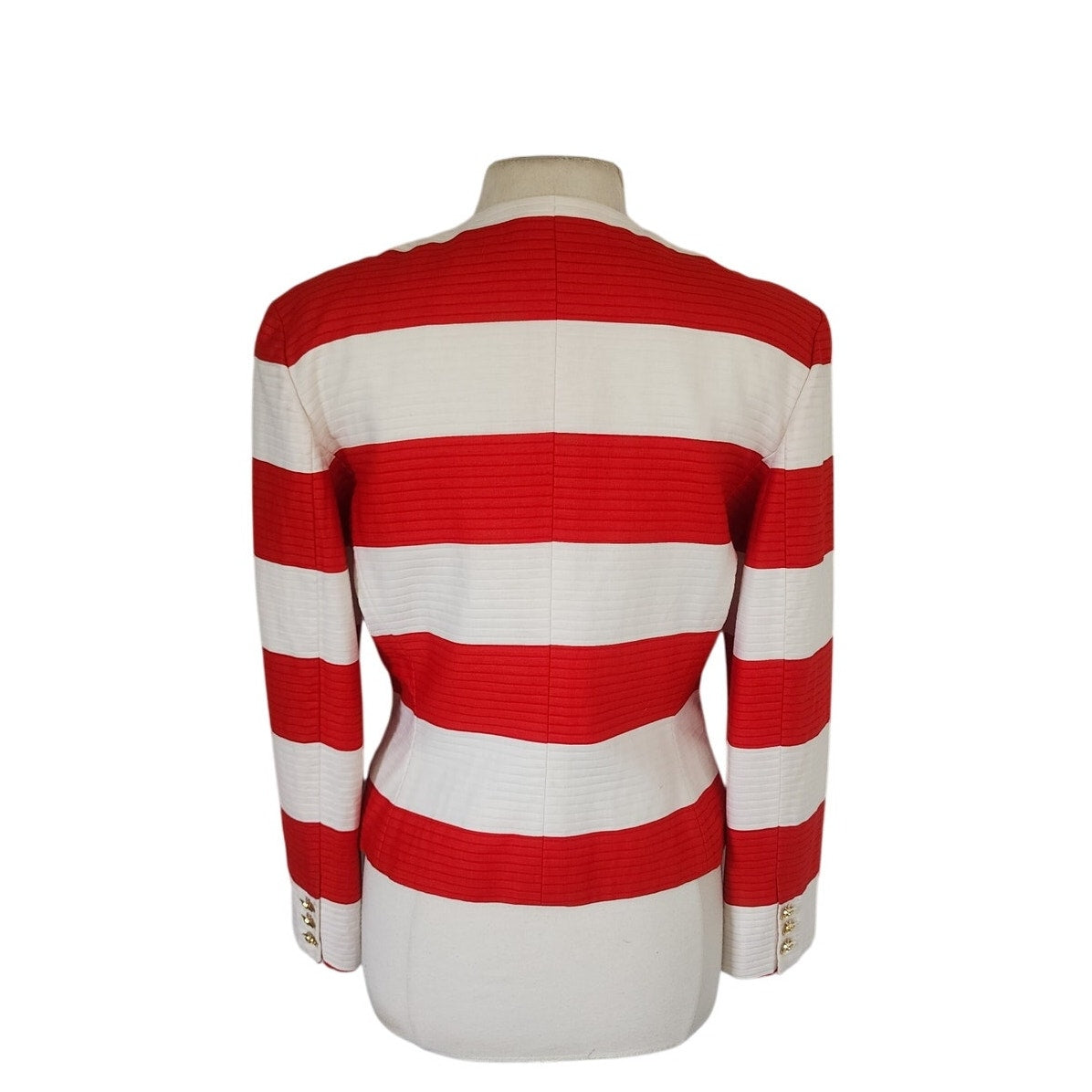Vintage 1980s Louis Feraud Blazer Red White Stripe
