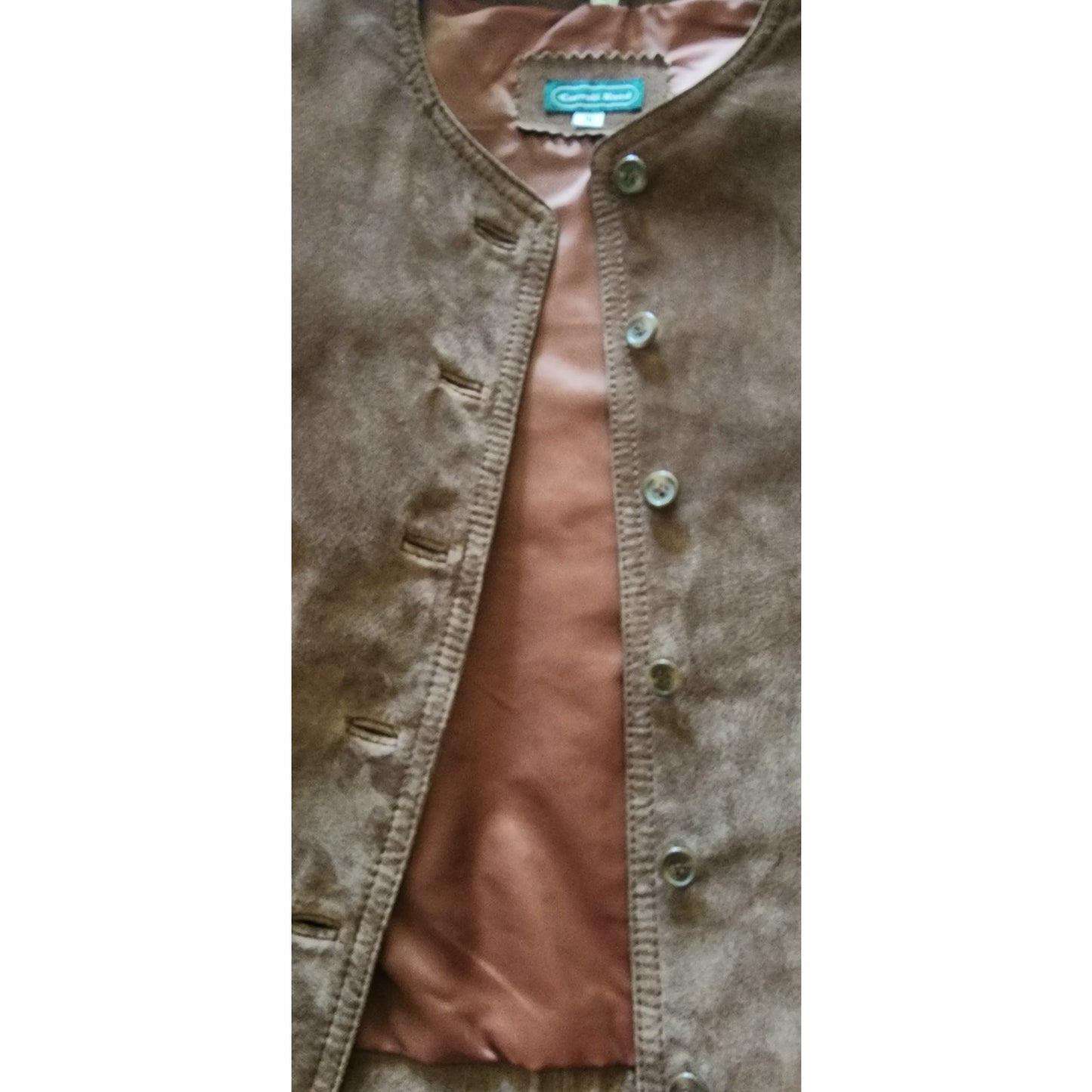 Vintage 1990s Cropped Blazer Brown Suede Jacket Carroll Reed Large
