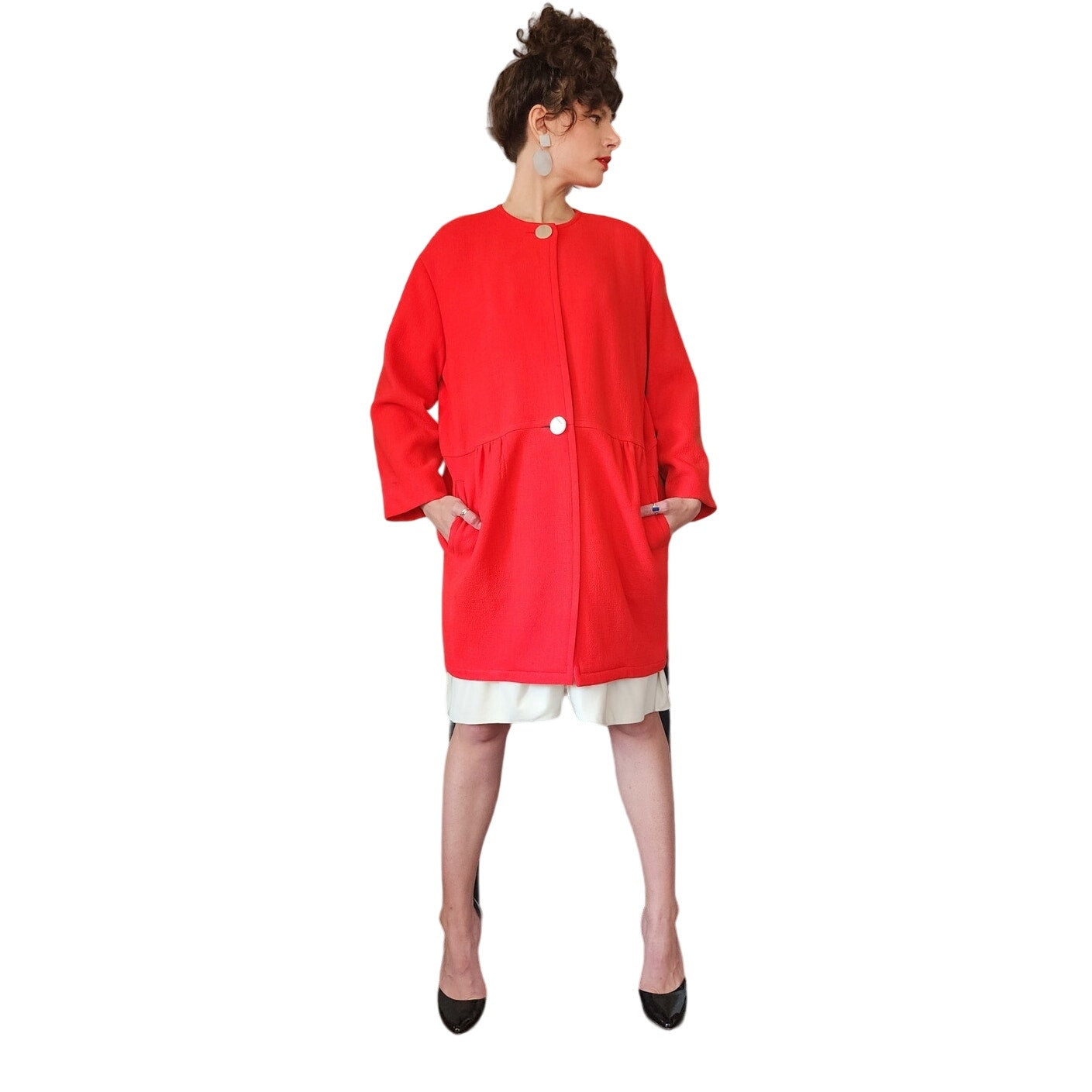 Vintage 80s LANVIN Red Coat Jacket AS IS
