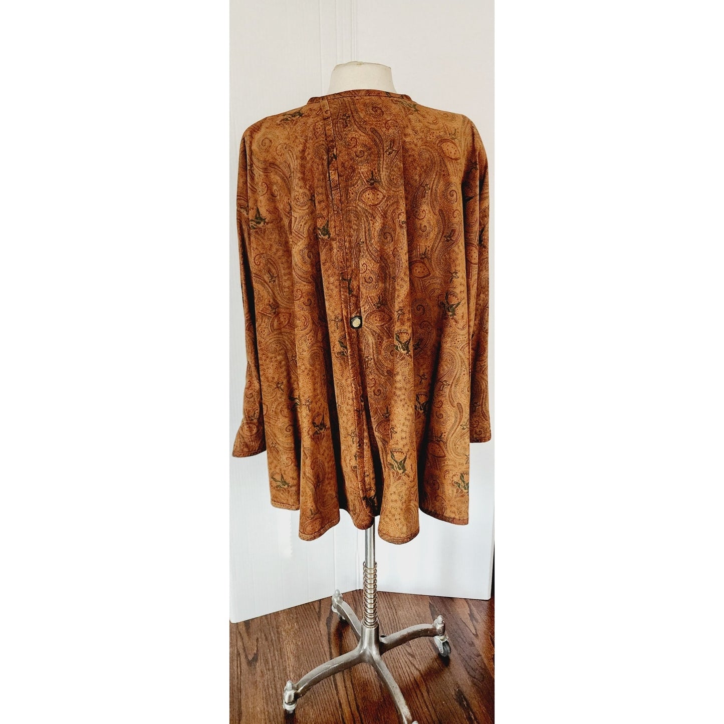 Vintage 90s Brown Suede Swing Jacket Paisley Print Giotti Firenze