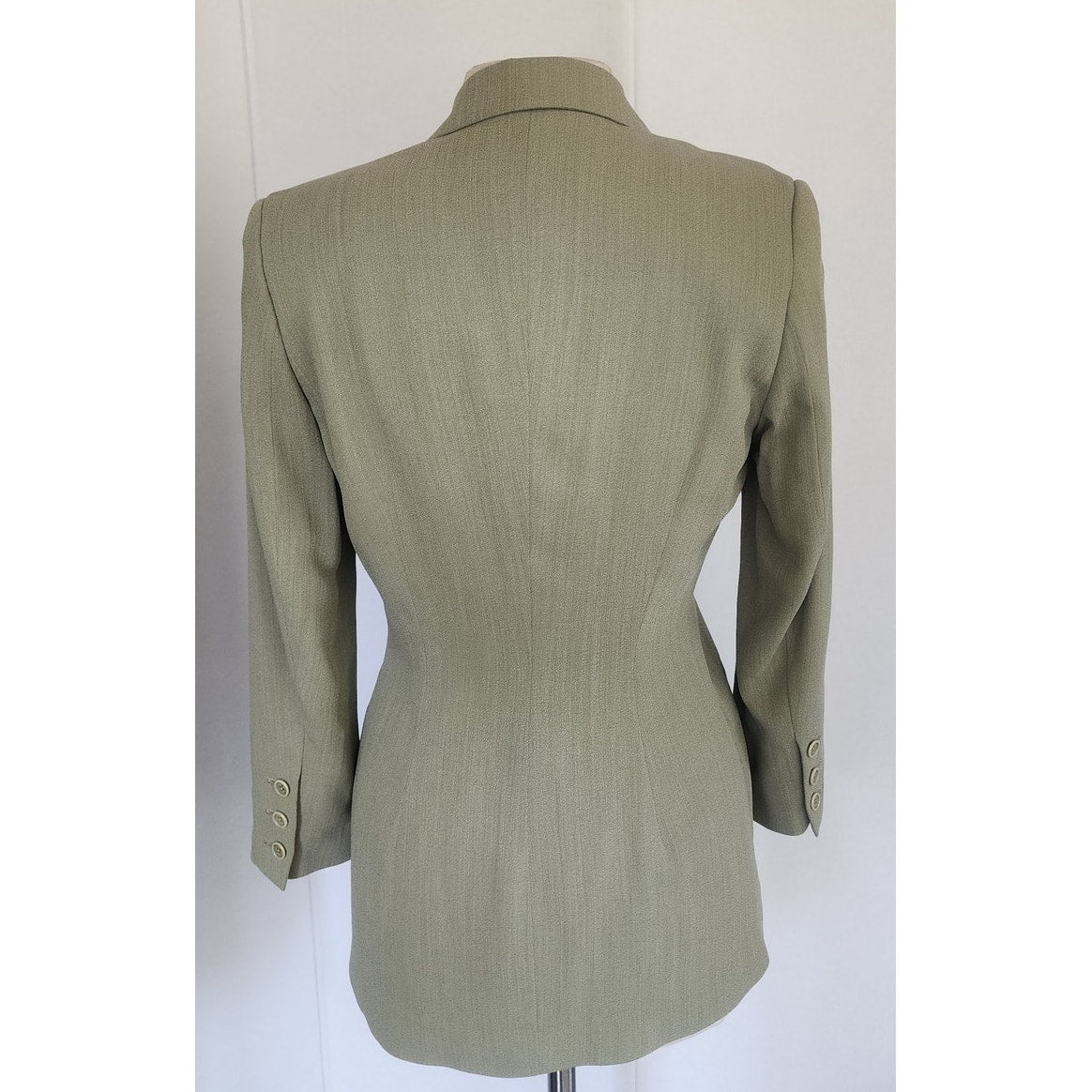 Vintage 90s Richard Tyler Pant Suit Green Wool Silk Blend / Small