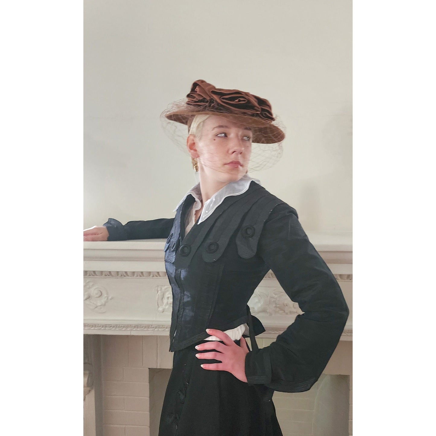 Antique Ladies Jacket Black Silk Edwardian 1900s 1910s