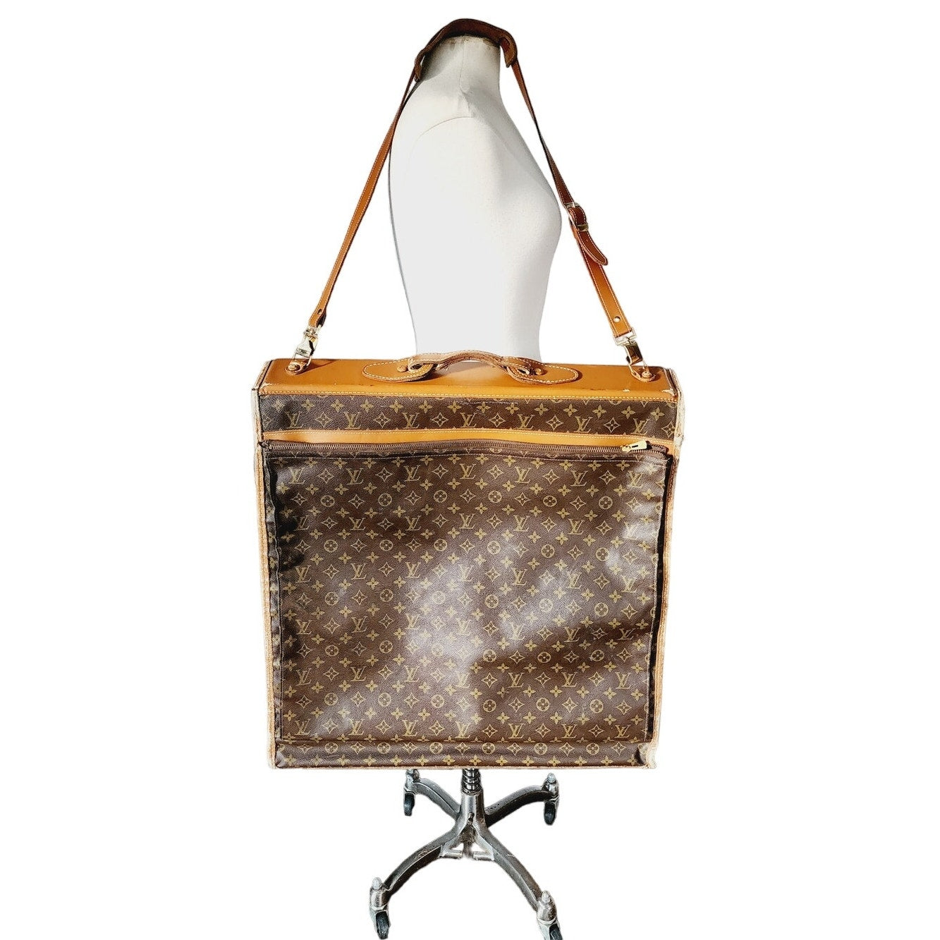 Vintage Louis Vuitton Leather Garment Bag Folding Luggage