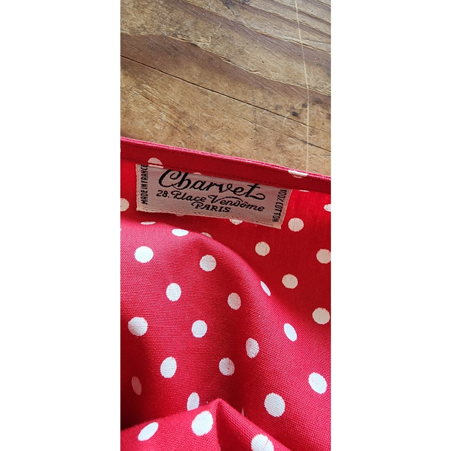RARE Vintage Charvet Paris Red Polka Dot Ladies Shirtdress / M