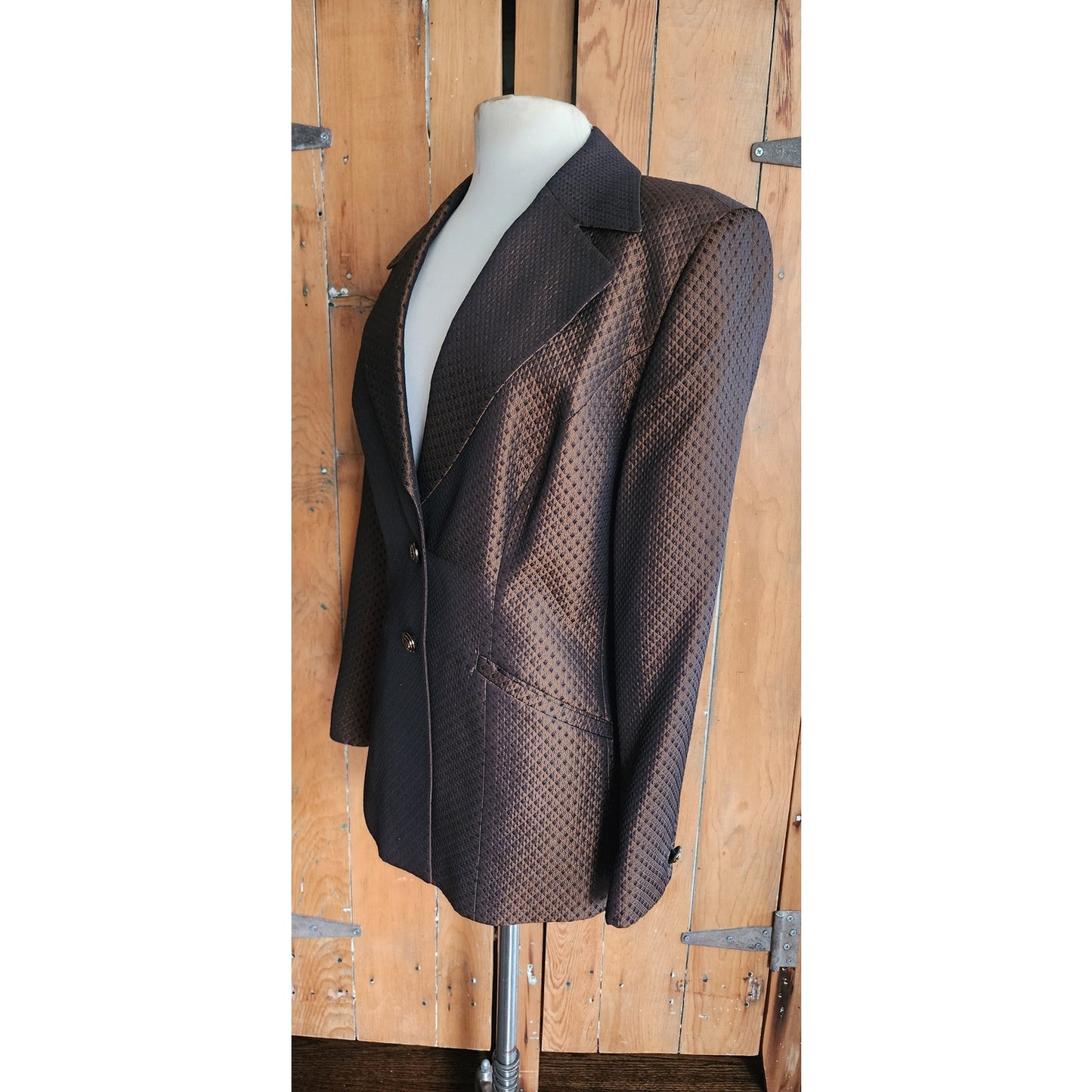 Vintage 1990s ESCADA Blazer Brown Bronze Metallic Jacket / Large