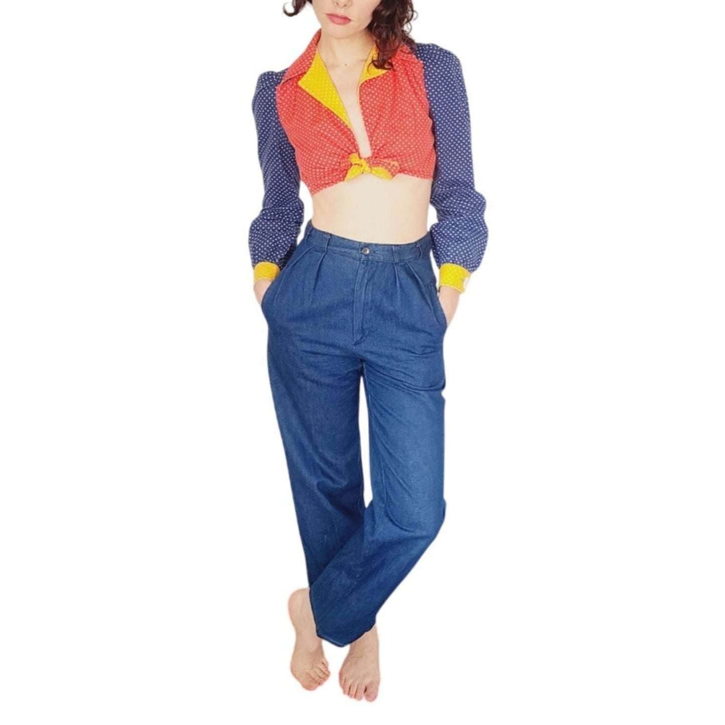 Vintage 80s Blue Jeans Ralph Lauren High Waist Pleated Front