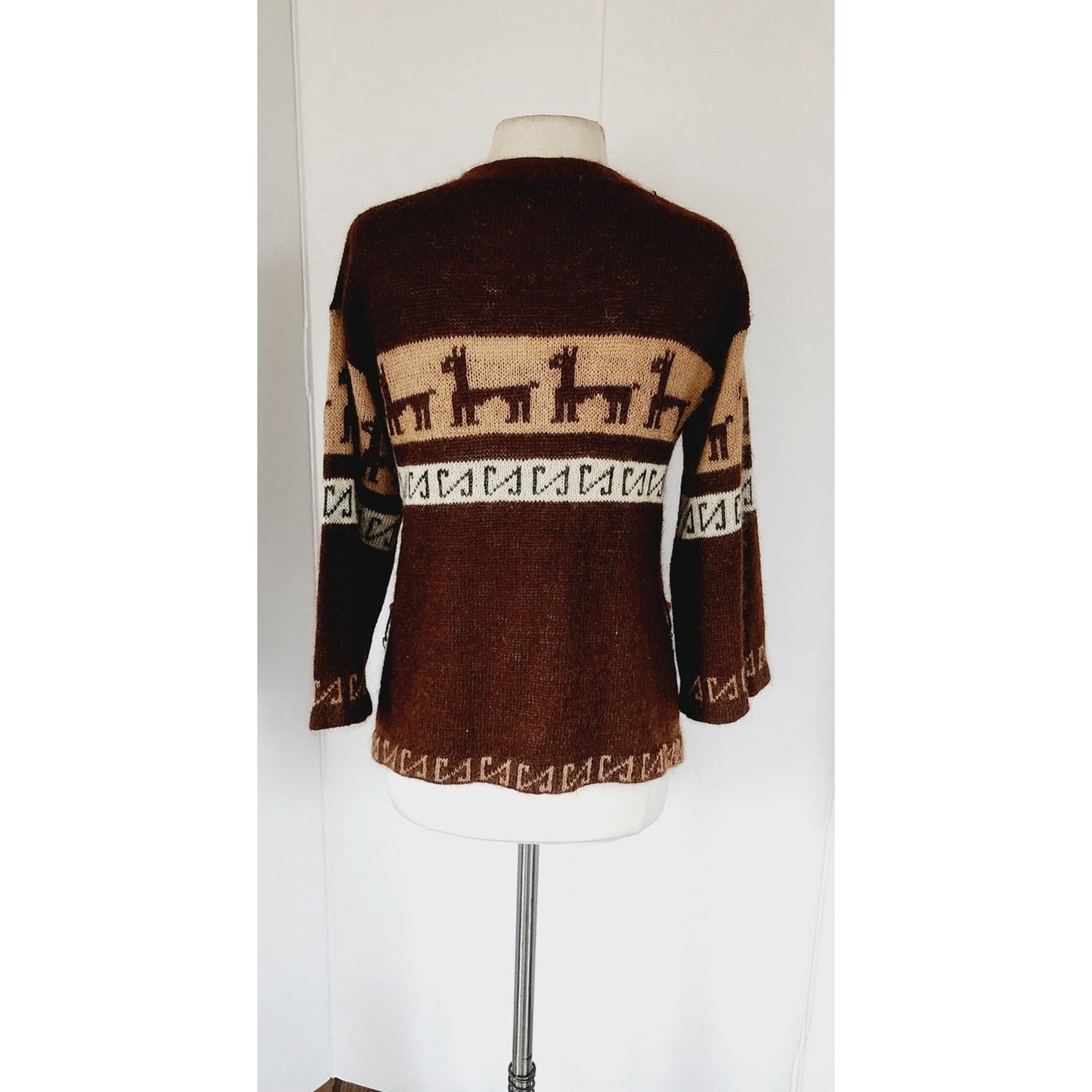 Vintage 60s Mohair Cardigan Sweater Alpaca South American Pattern by Hewlett