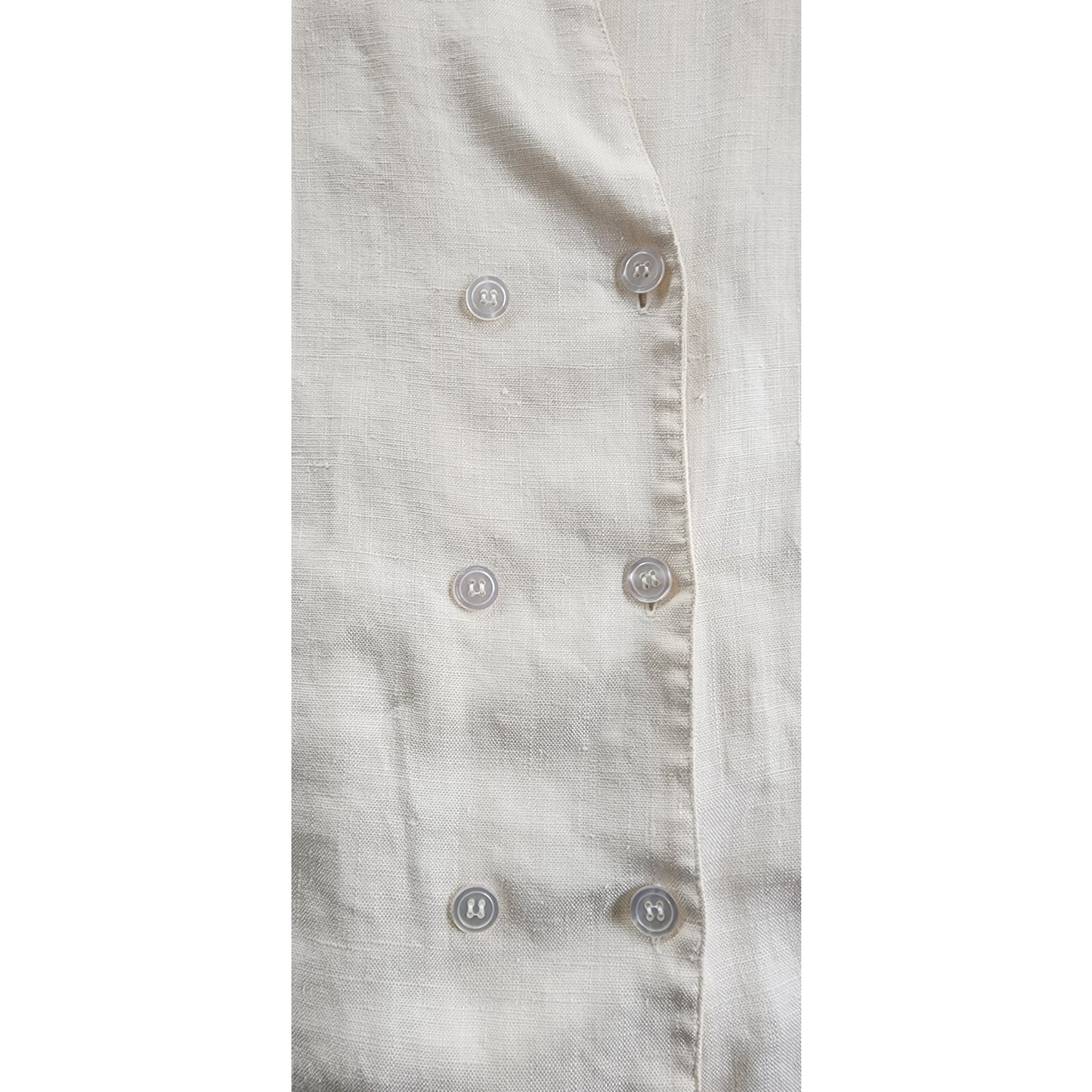 Vintage 90s Linen Blouse Short Sleeved Cream Linen / S