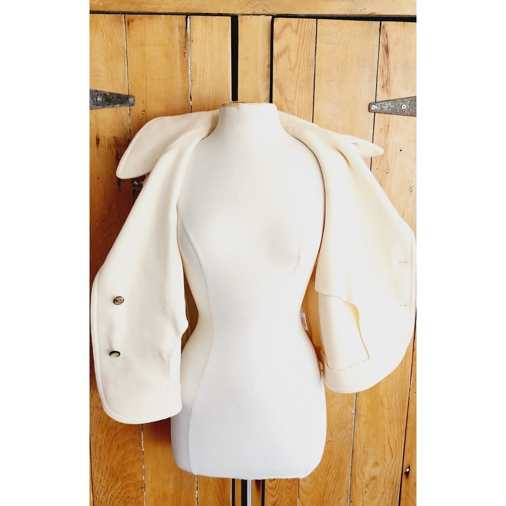 Vintage Y2K Balenciaga Cream Vest Wool Mohair w/Convertible Collar