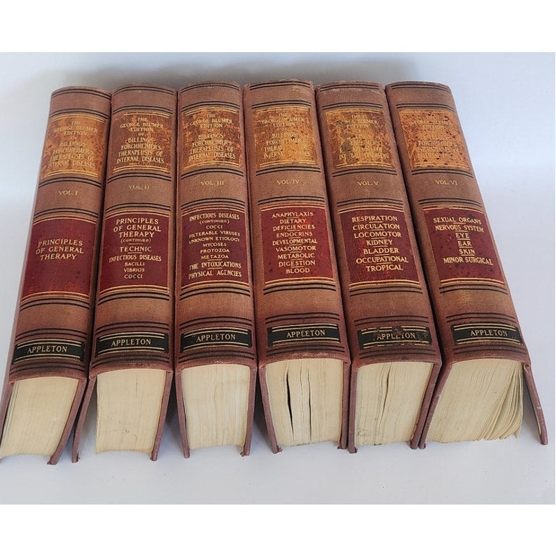 Antique Medical Books Complete Set George Blumer Billings-Forchheimer's Therapeusis of Internal Diseases 6 Volumes
