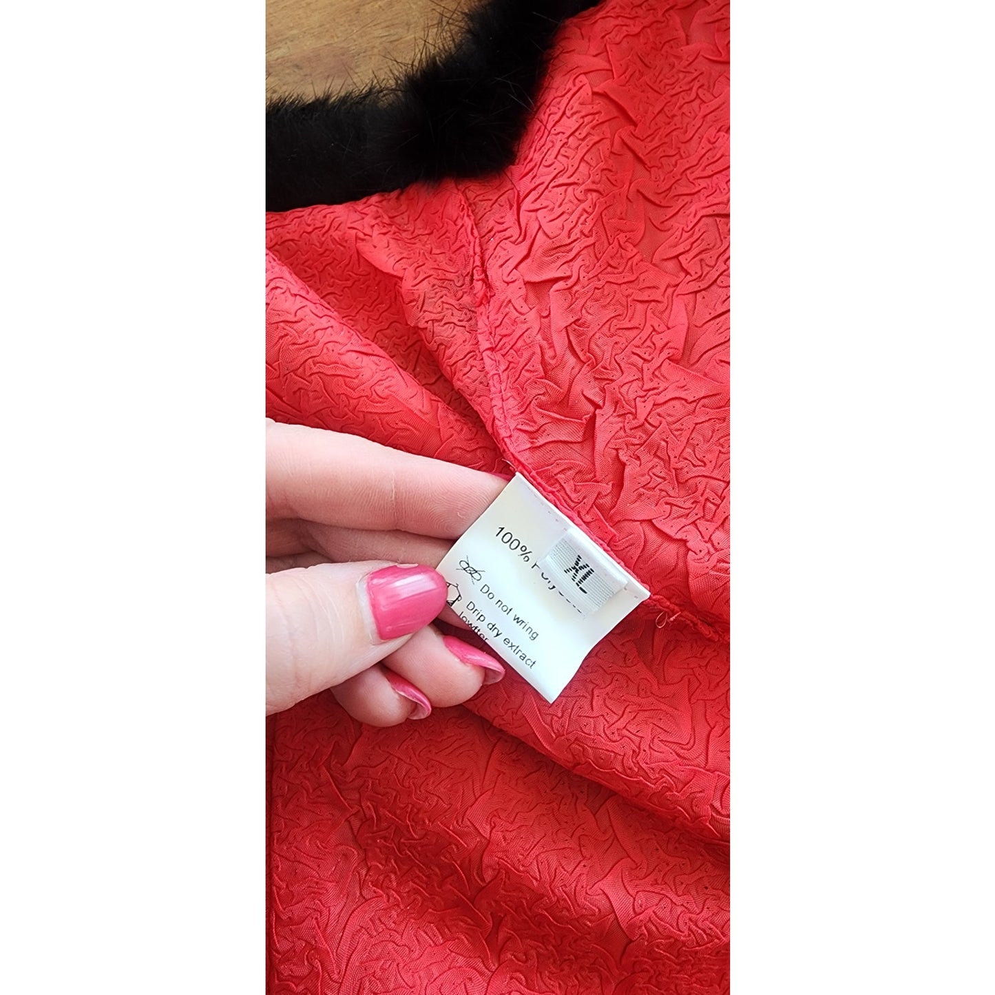 Chinese Costume Style Vest Waistcoat Rabbit Fur Trim Quilted Red Floral Print / XL