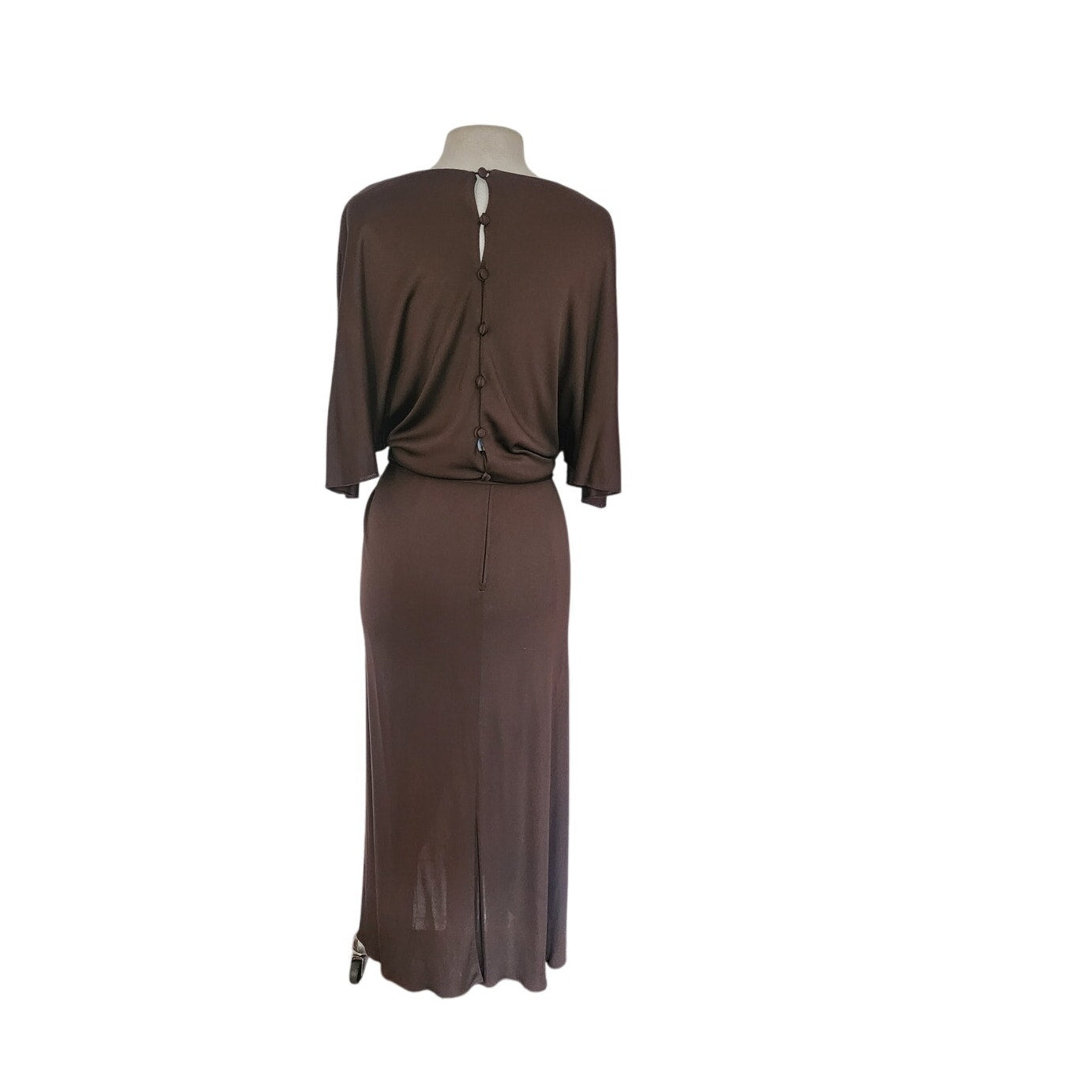 Vintage 1970s Mollie Parnis Dress in Brown Jersey