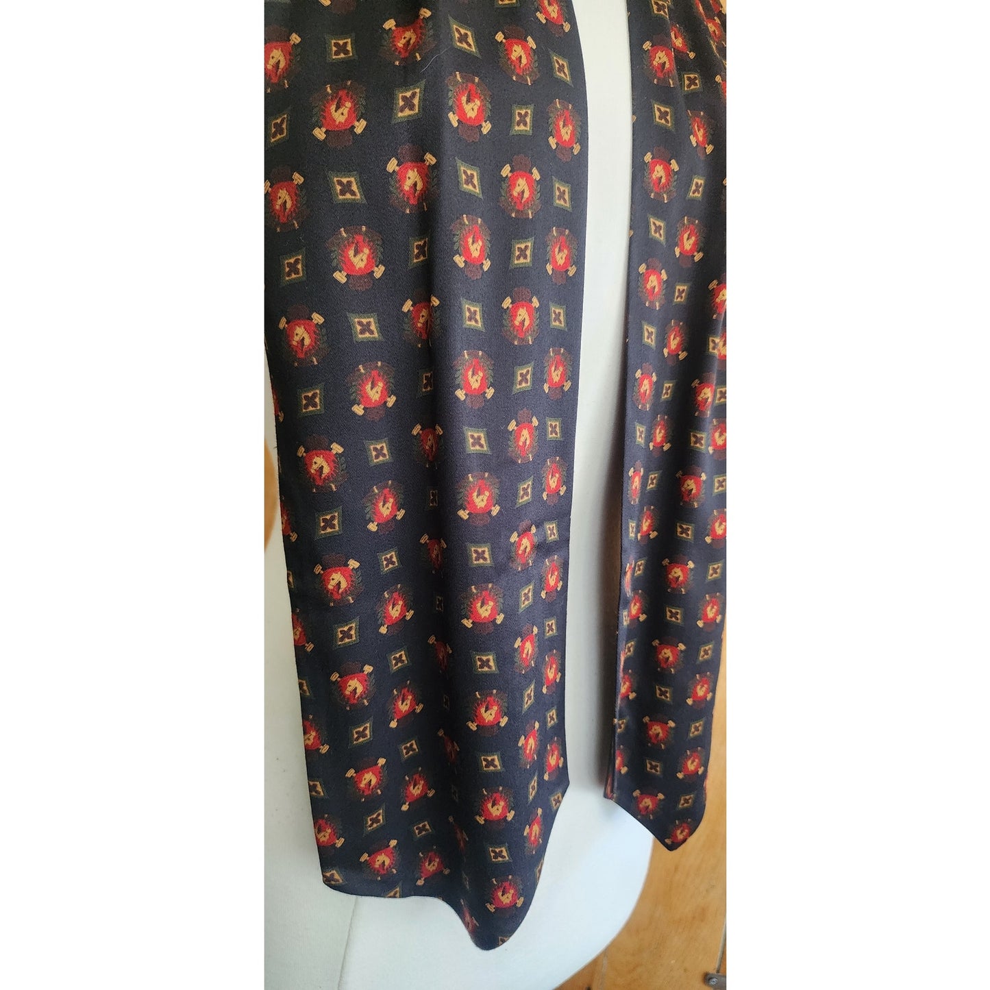 Vintage 90s DKNY Ascot Scarf Equestrian Horse Print