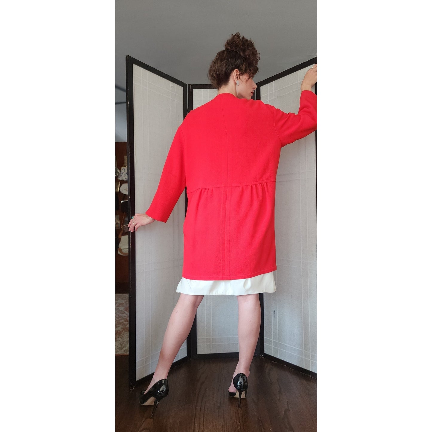 Vintage 80s LANVIN Red Coat Jacket AS IS