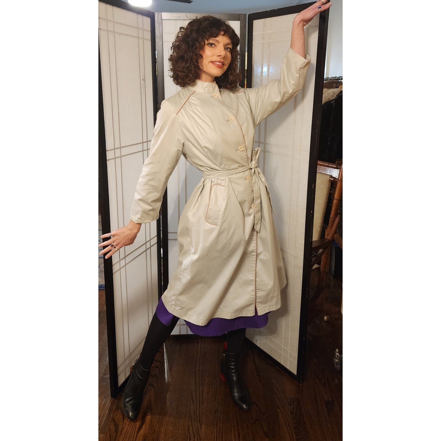 Vintage 70s Trench Coat Gray with Belt by Smug