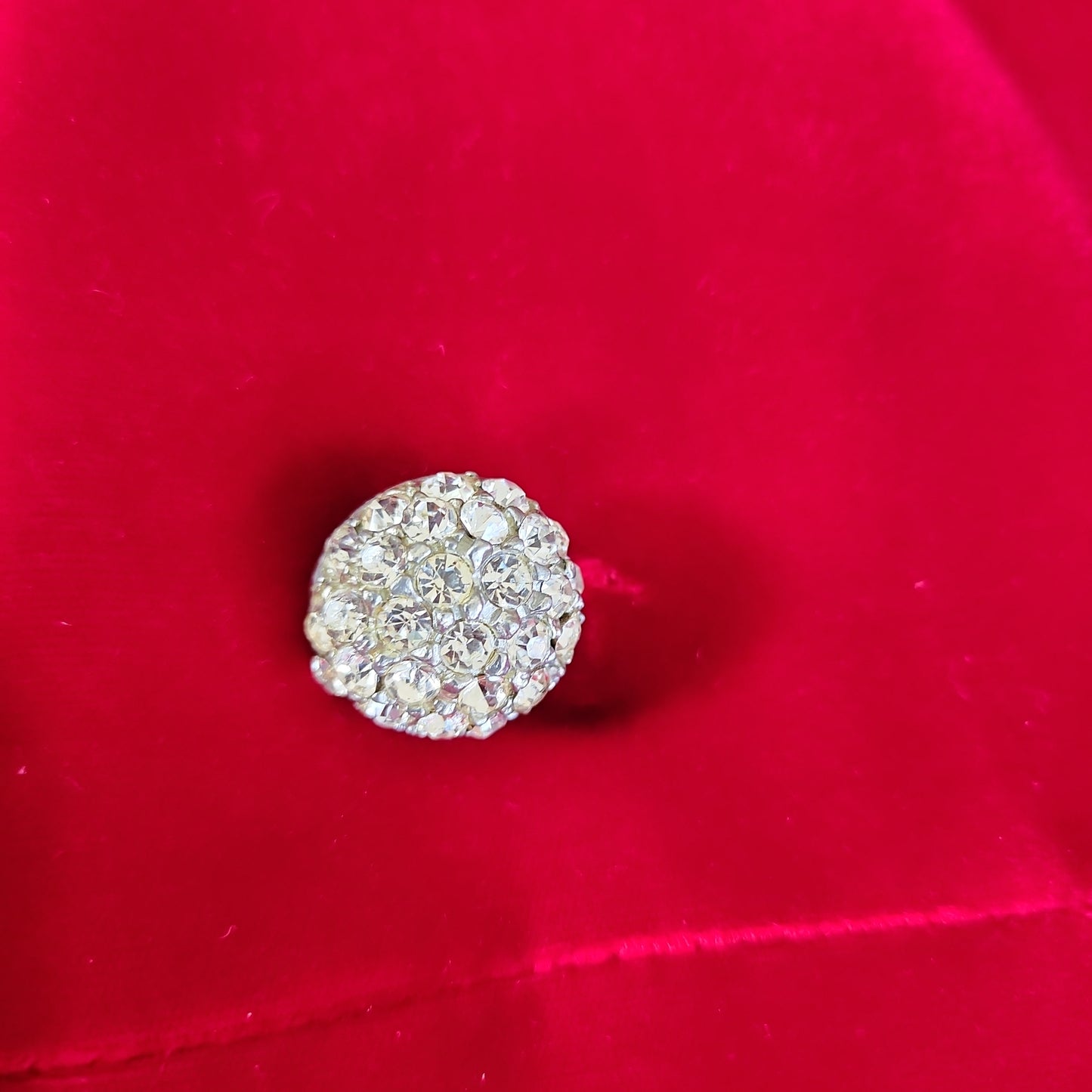 60s Red Velvet Evening Coat Rhinestone Buttons Bramson