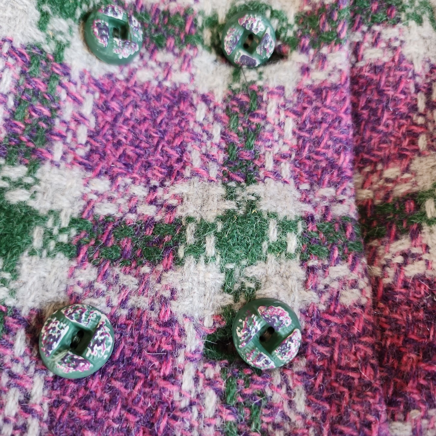 60s Purple Green Plaid Wool Coat Shagmore
