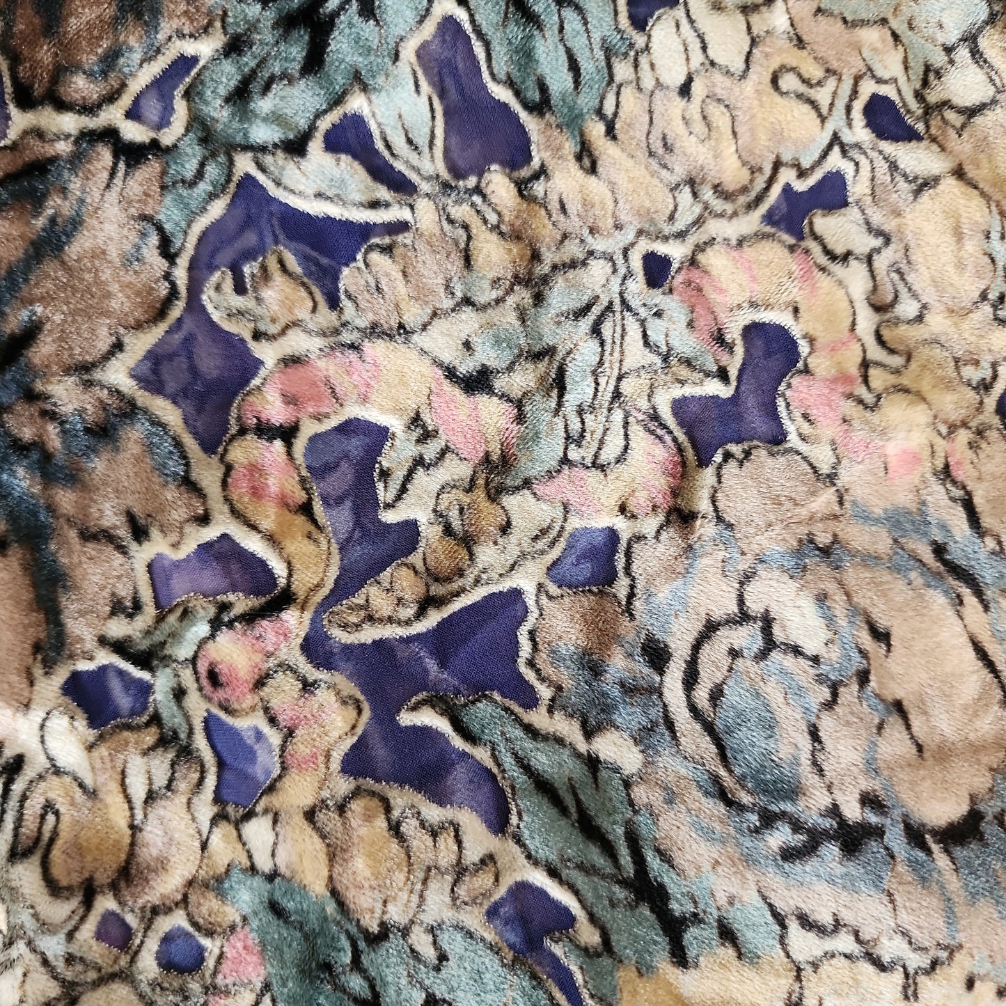 20s Burnout Velvet Party Dress Multicolored Print Sleeveless