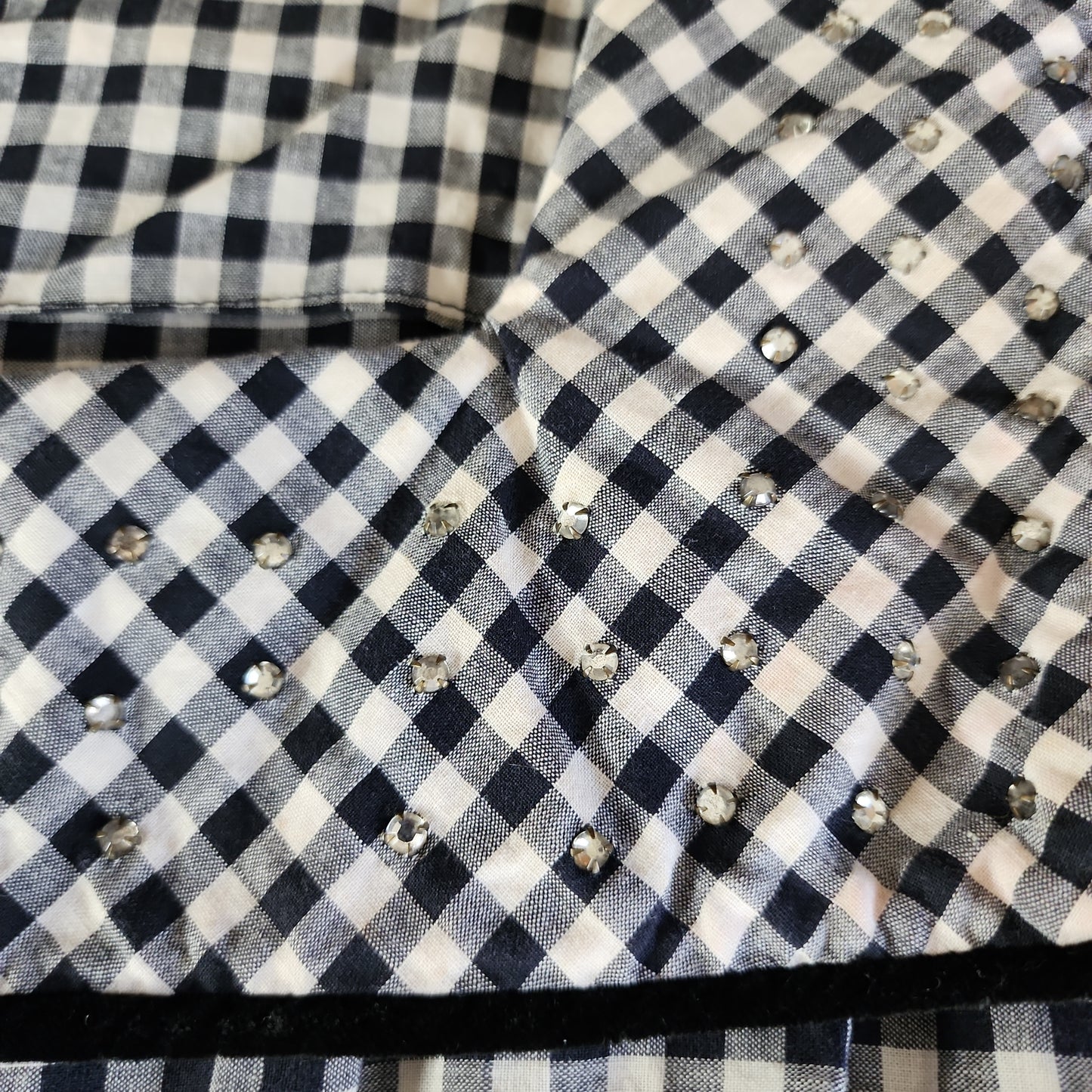 50s Black & White Checked Dress Rhinestone Top
