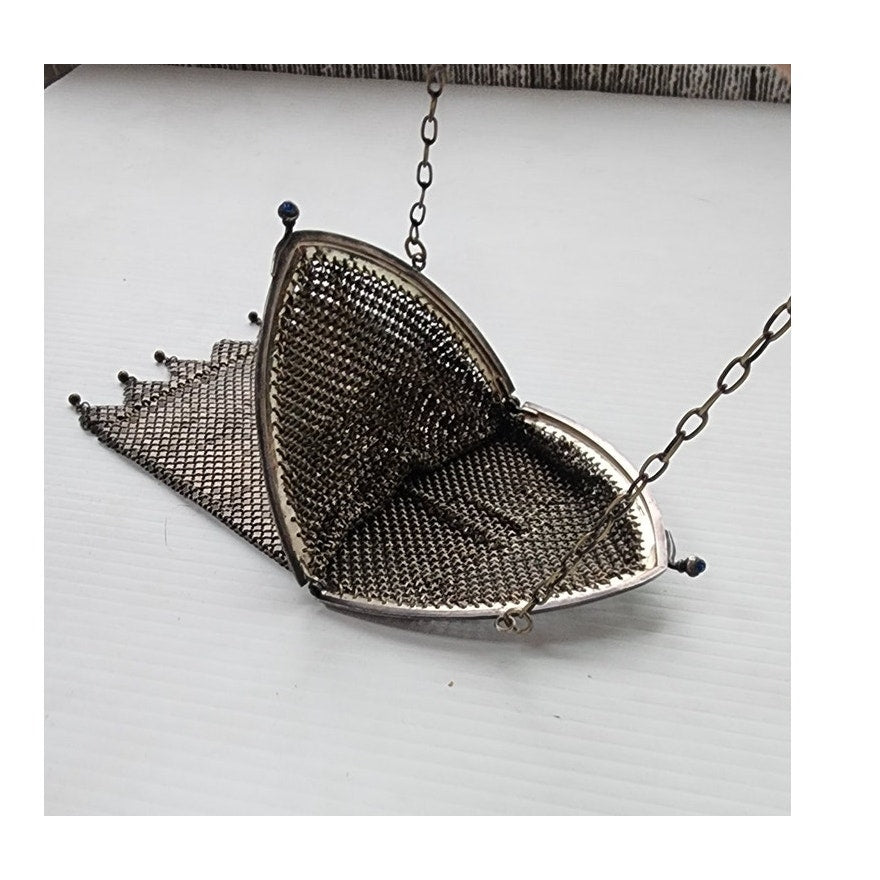 Antique Chain Mail Purse Silver Mesh Handbag