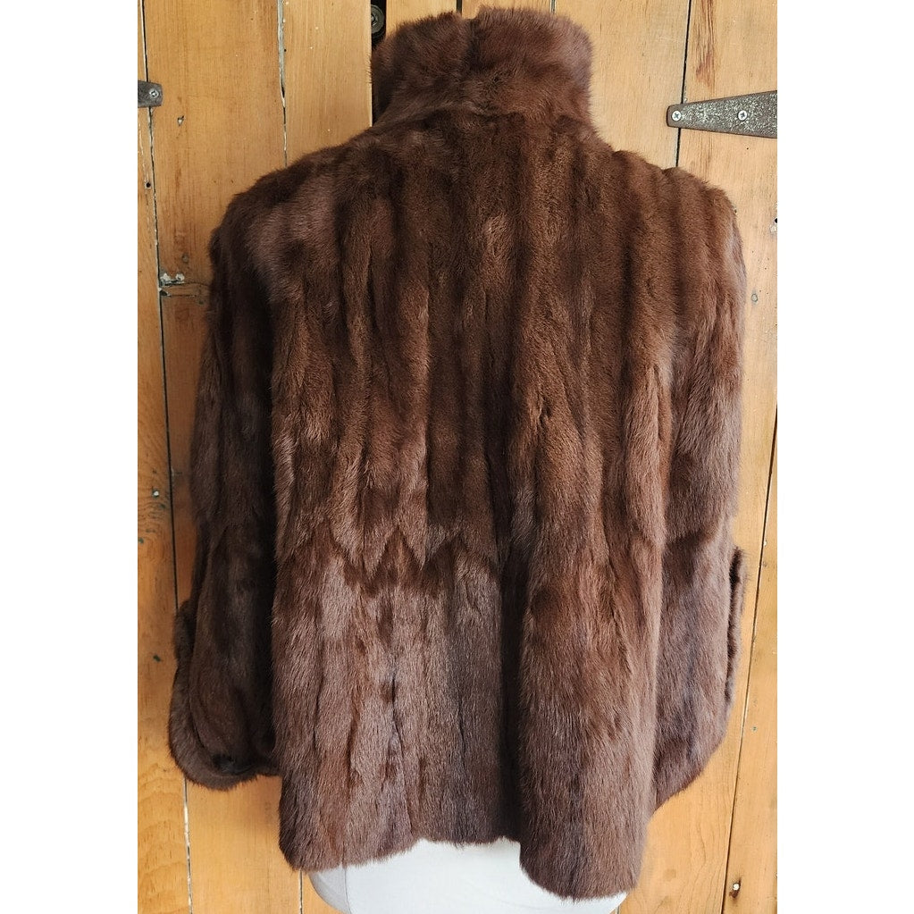 Vintage 40s Brown Fur Jacket Wrap Capelet Michelle Chicago