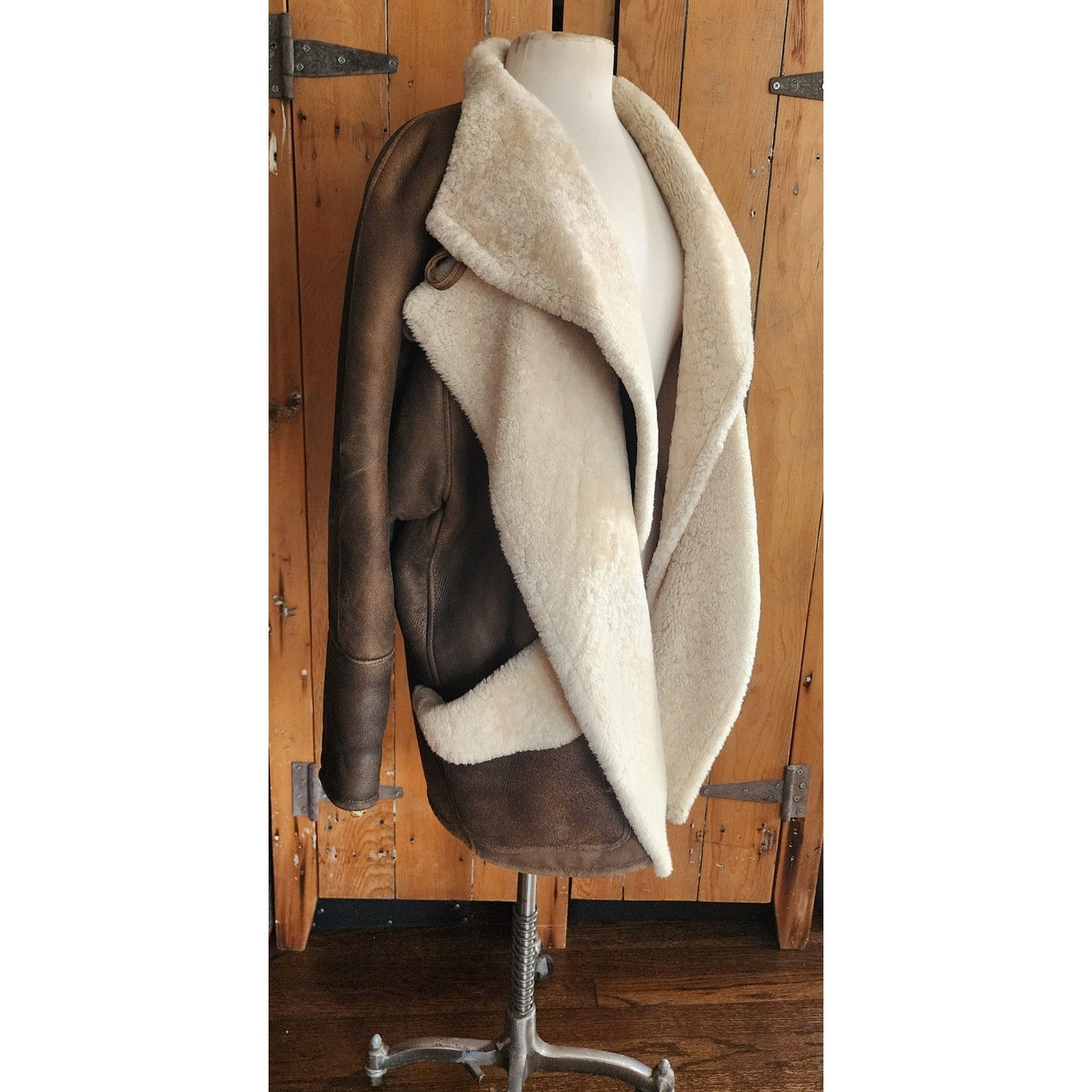 Vintage 90s Shearling Coat Brown Suede Cindy Spolek