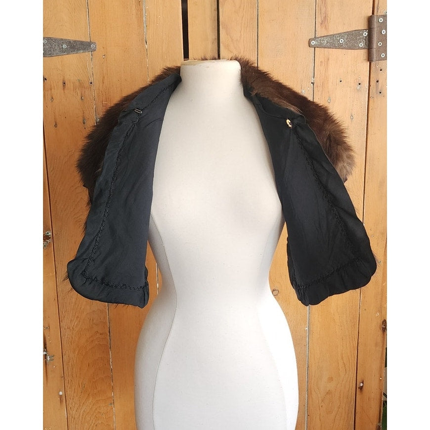 40s Beaver Fur Shrug Wrap Dark Brown
